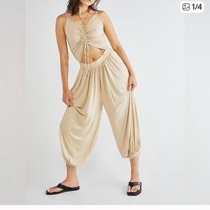 Free People FP Beach Weekend Chill-Out Ruched Harem Cut Out Jumper jumpsuit S